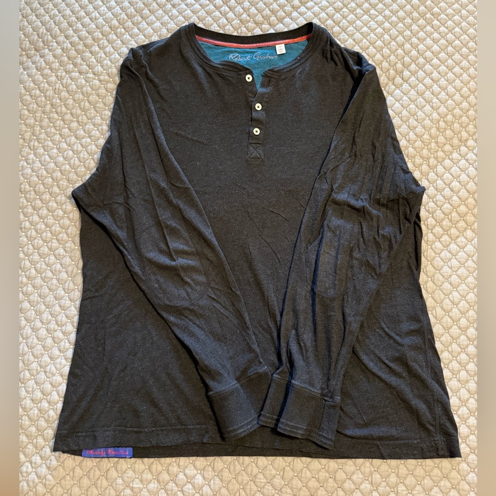 Robert Graham Dark Gray Long Sleeve Henley Shirt